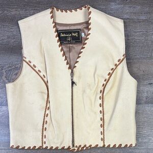 🤍 Vintage Patricia Wolf Handcrafted Leather Vest | Made in Texas | Western Boho